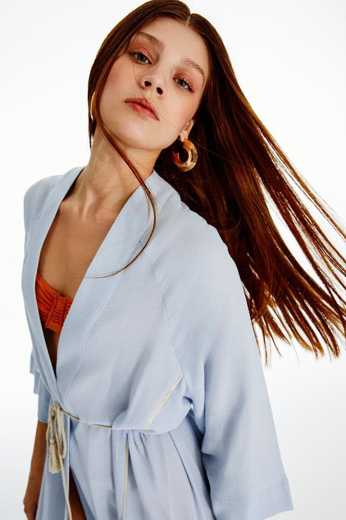 Yanları Yırtmaçlı Kimono
