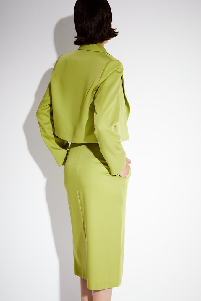 Yeşil Crop Blazer Ceket