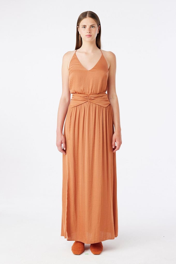 Slit Detailed Salmon Long Skirt