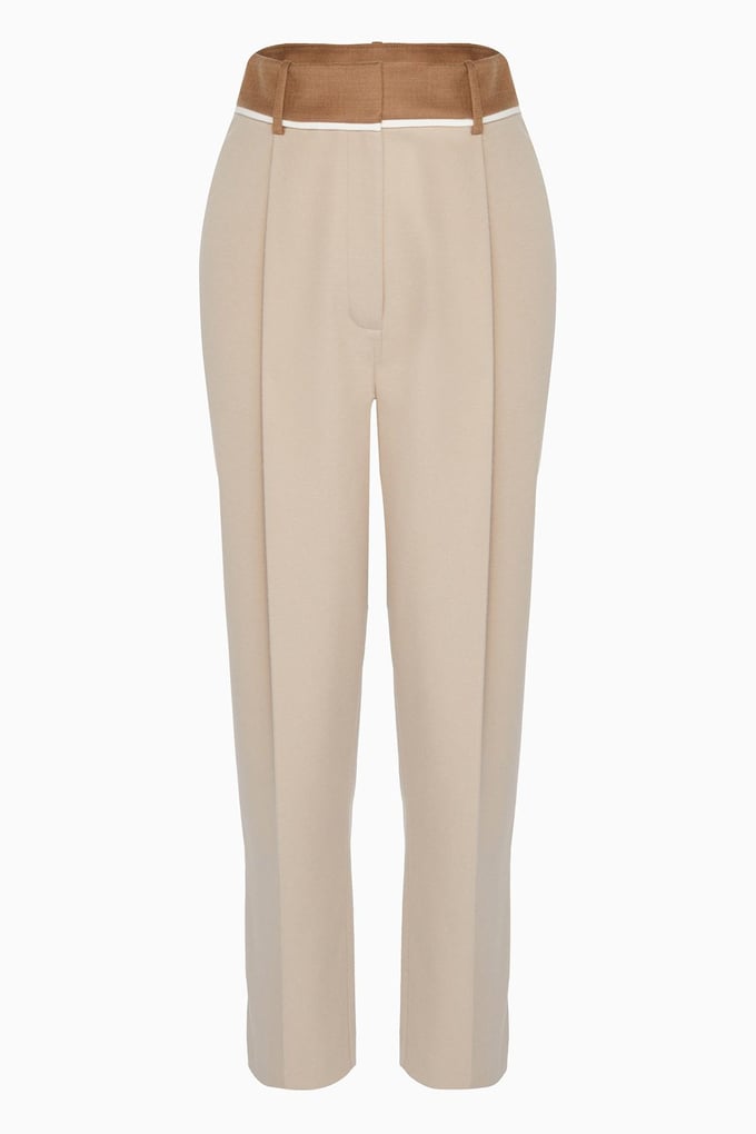High Waisted Beige Plaid Pants