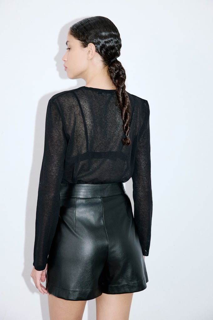 High Waist Faux Leather Black Shorts
