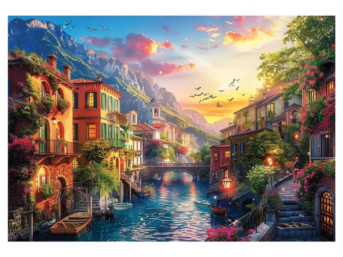 Akdeniz kasabası - 2000 Parça Puzzle - 3969