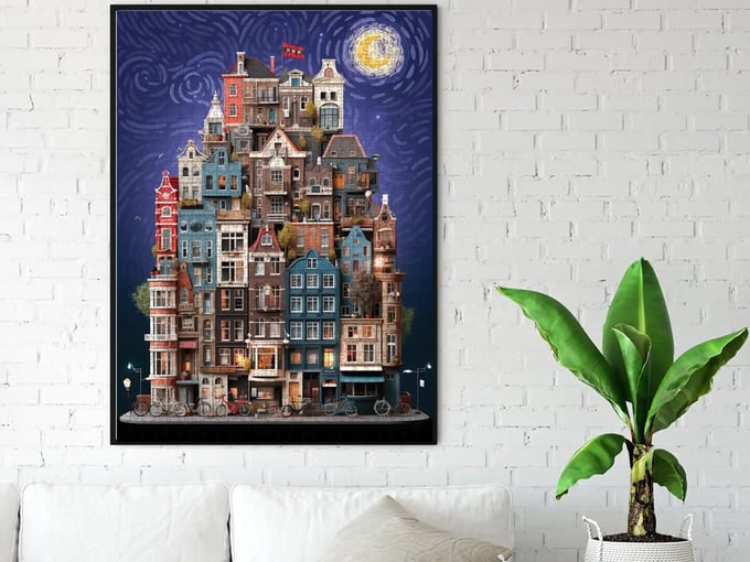 Amsterdam Starry Night -1000 Parça Puzzle-1183