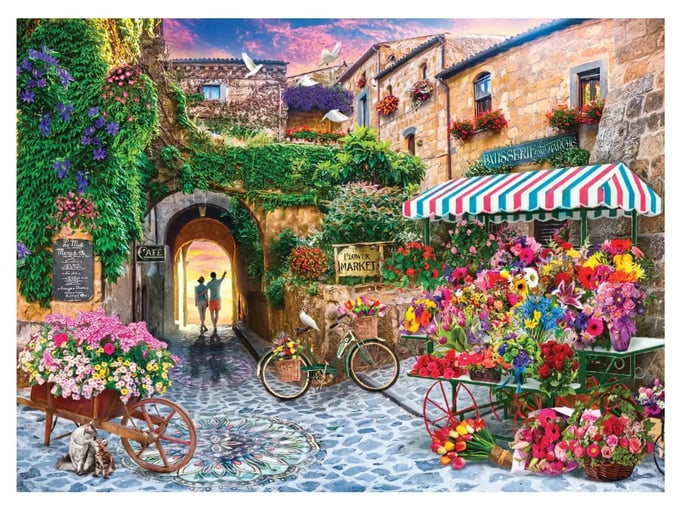 Çiçek Pazarı  - 1000 Parça Puzzle - 1066