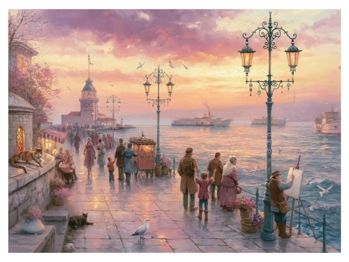 Gün Batımında Kız Kulesi - 1000 Parça Puzzle - 1217