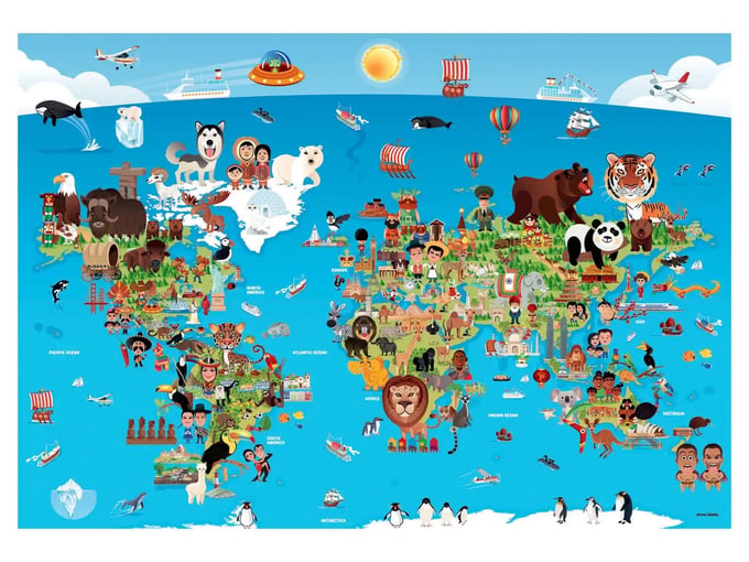 Karikatür Dünya Haritası  - 260 Parça Puzzle - 333