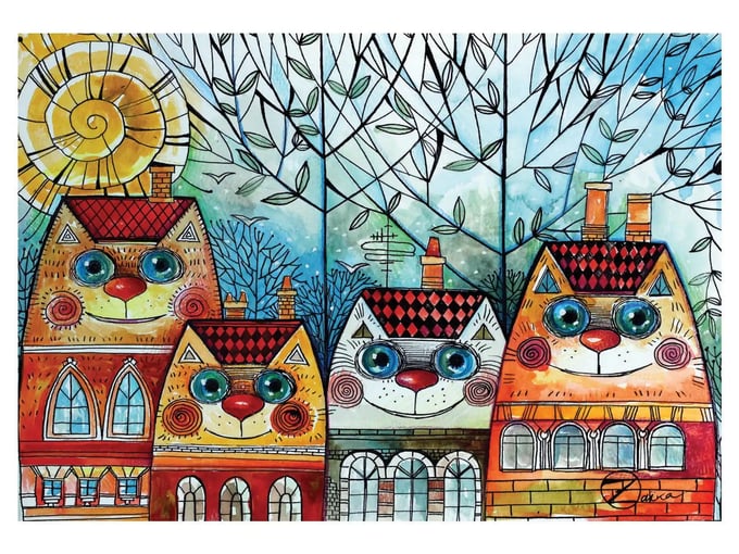 Kedi Evler  - 500 Parça Puzzle - 3590