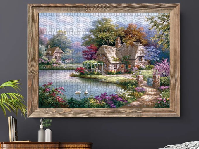 Kuğular ve Kır Evi  - 1500 Parça Puzzle - 4529