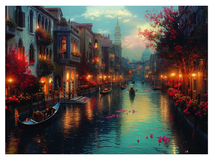 Venedik te Gece - 1000 Parça Puzzle - 1178