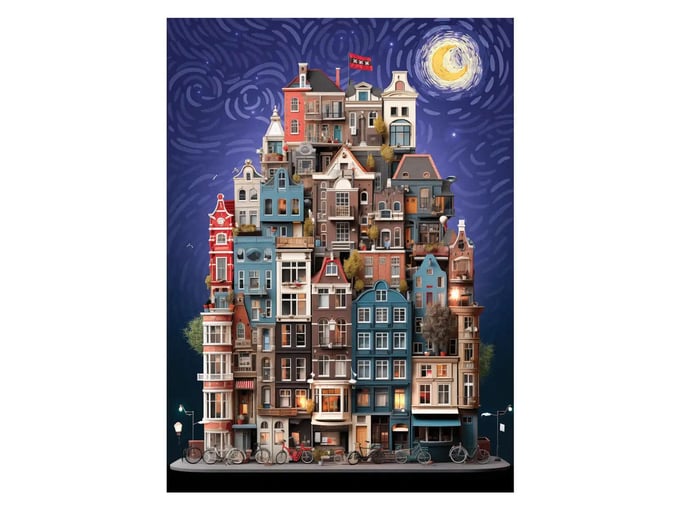 Amsterdam Starry Night -1000 Parça Puzzle-1183
