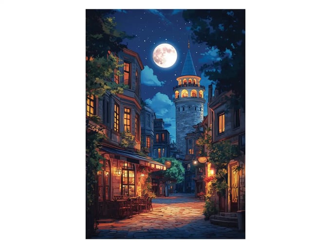 Dolunayda Galata - 500 Parça Puzzle - 3643