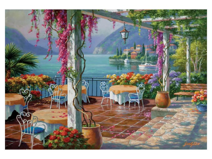 Mor Salkımlı Teras  - 500 Parça Puzzle - 3578