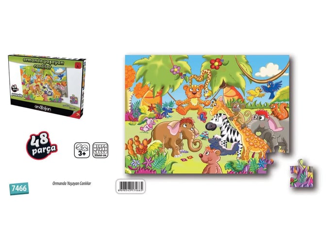 Ormanda Yaşayan Canlılar - 48 Parça Puzzle - 7466
