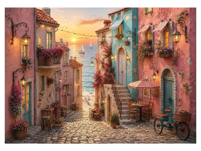 Pembe ve Mavi - 700 Parça Puzzle - 2713