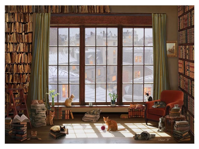 Pencere Kedileri  - 1000 Parça Puzzle - 1065