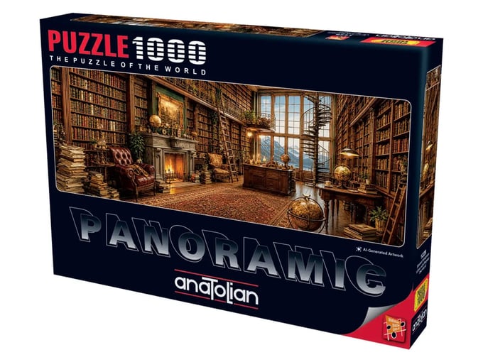 Şömineli Kütüphane - 1000 Parça Puzzle - 1228