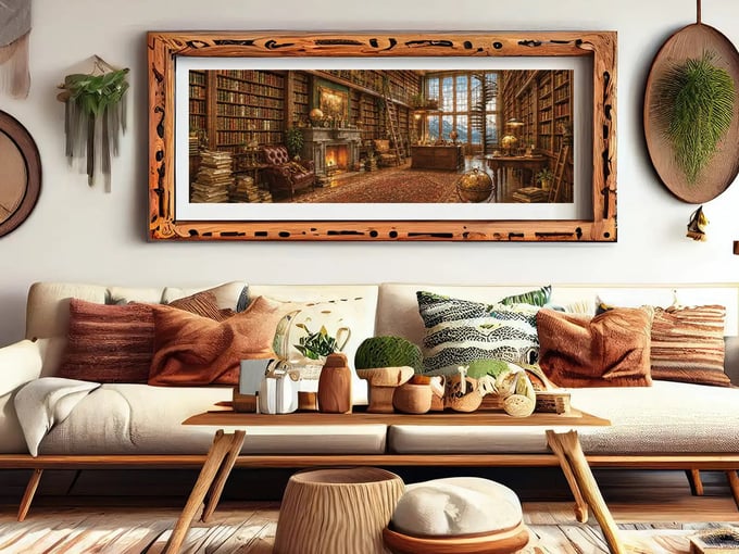 Şömineli Kütüphane - 1000 Parça Puzzle - 1228