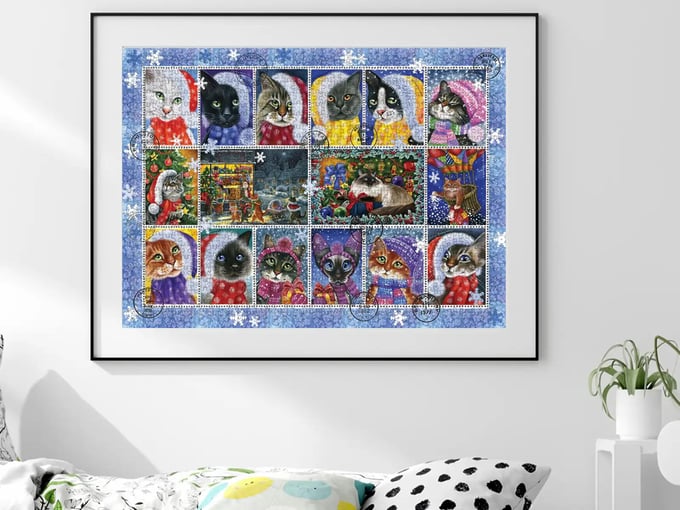Yeni Yıl Kedileri - 1000 Parça Puzzle - 1103