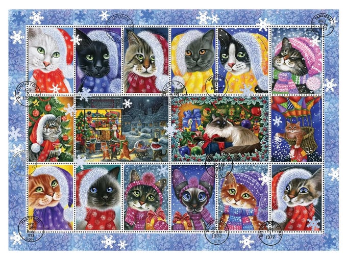 Yeni Yıl Kedileri - 1000 Parça Puzzle - 1103