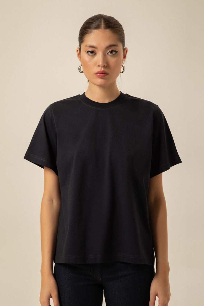 Dökümlü Lacivert Basic T-shirt