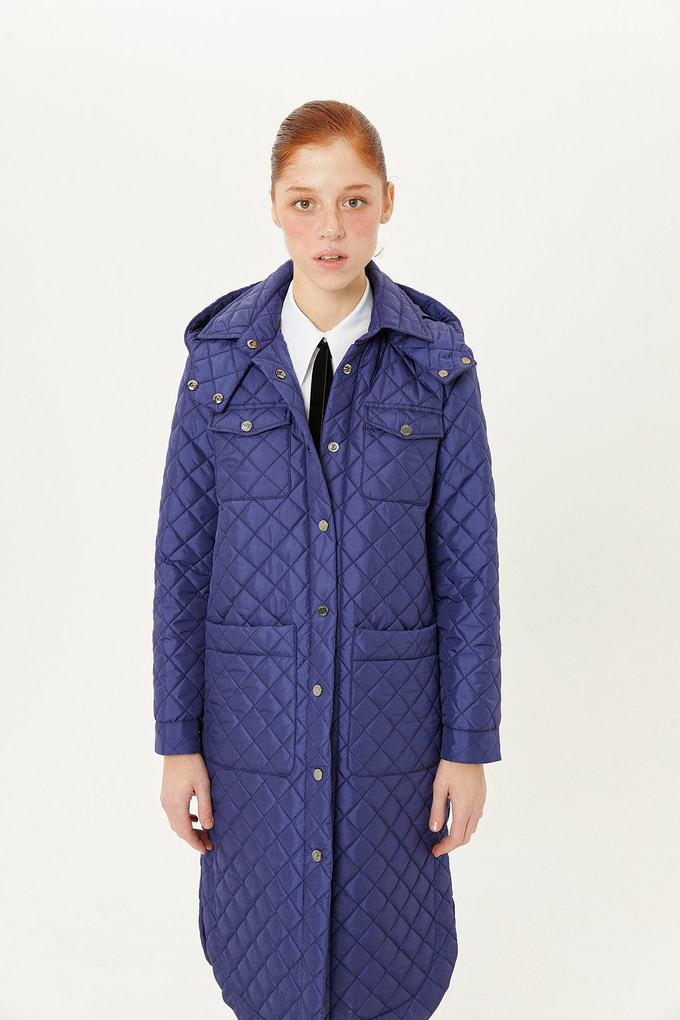 Quilted Argyle Jacket with Navy Topstitching