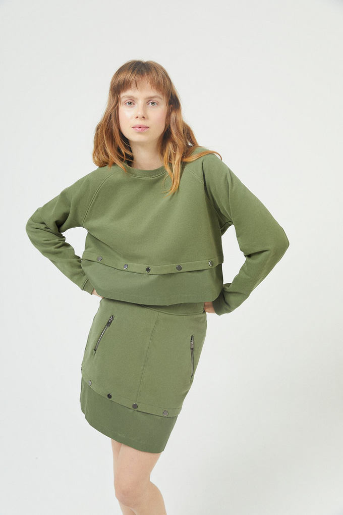 Haki Geniş Kesim Sweatshirt