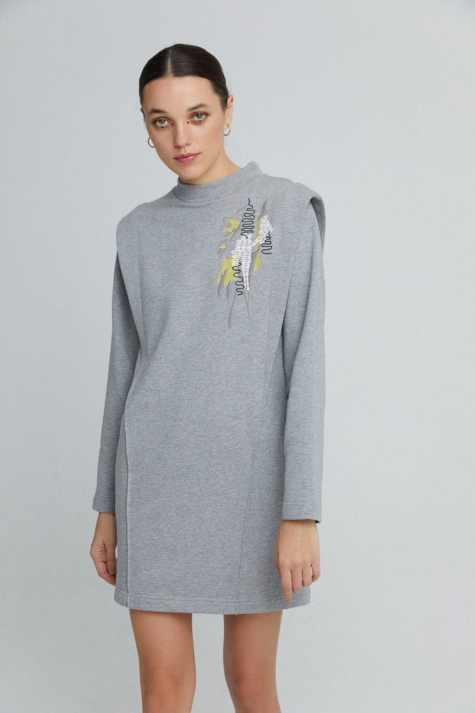 Gri Mini Sweat Elbise