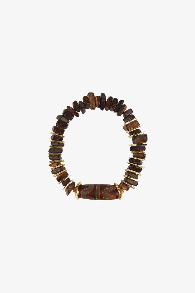 Ahşap Detaylı Kahverengi Bileklik