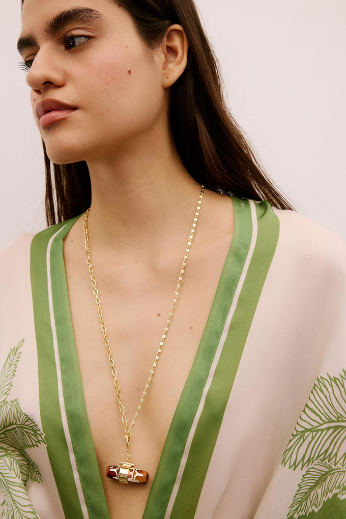 Agate Detailed Gold Necklace  