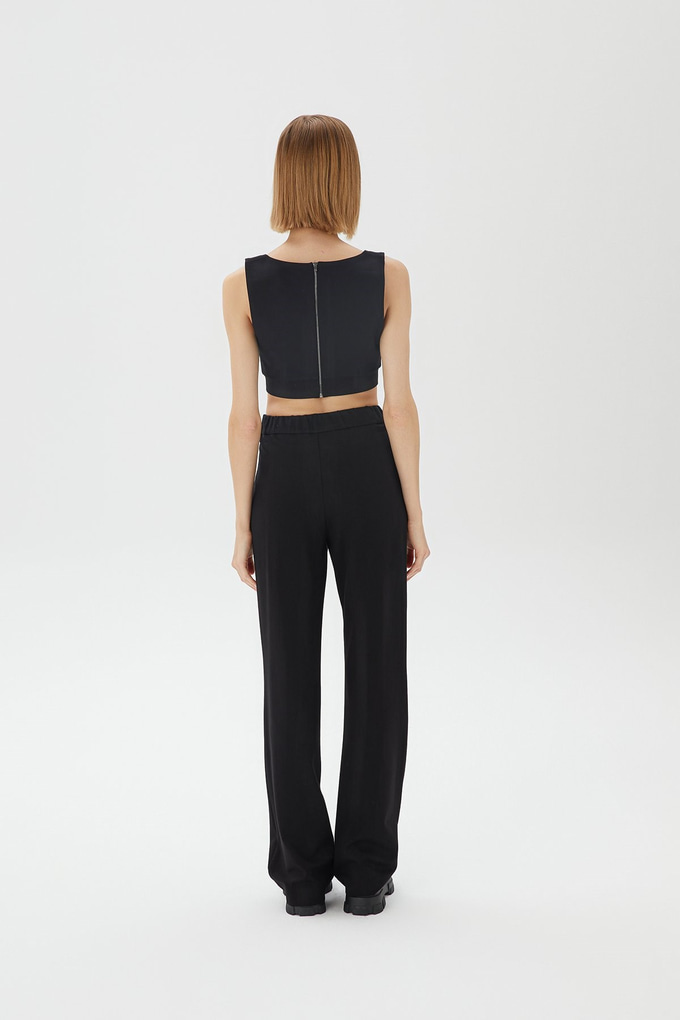 Askılı Siyah Crop Top