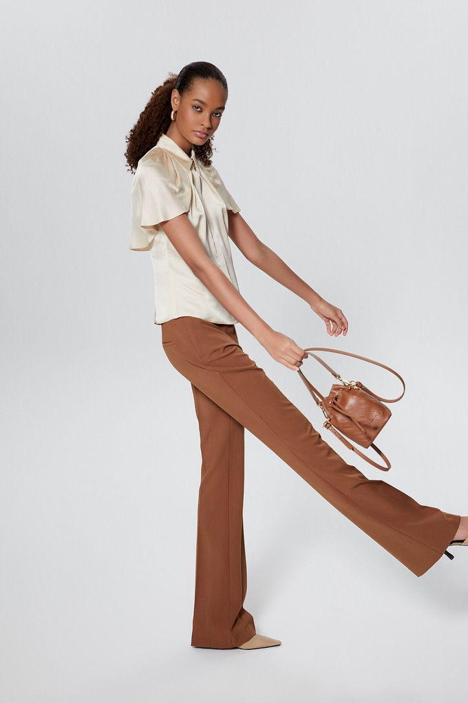 Ayarlanabilir Omuz Askılı İki Saplı Büzgülü Mini Omuz Çantası