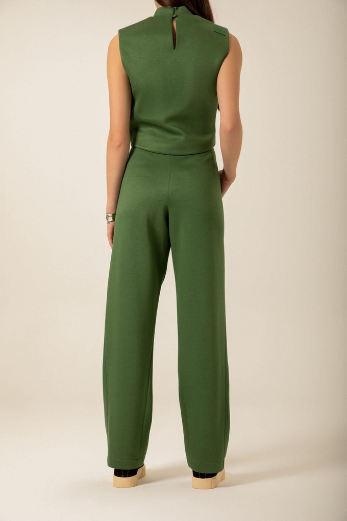 Lace-Up Detail Knitted Ecru Trousers