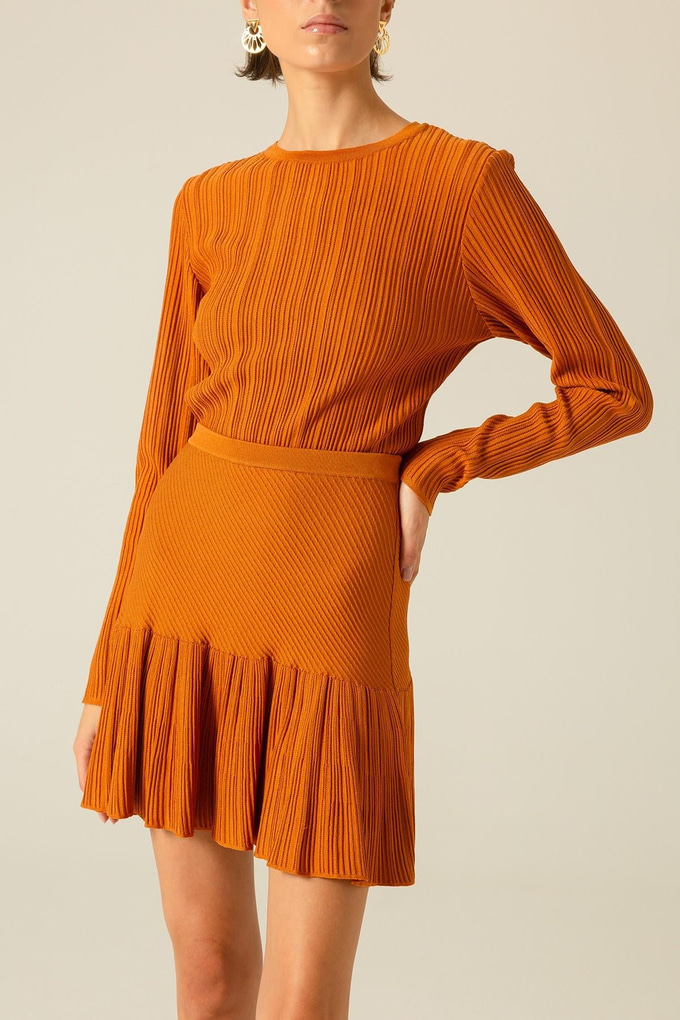 Basic Fitilli Taba Triko Bluz