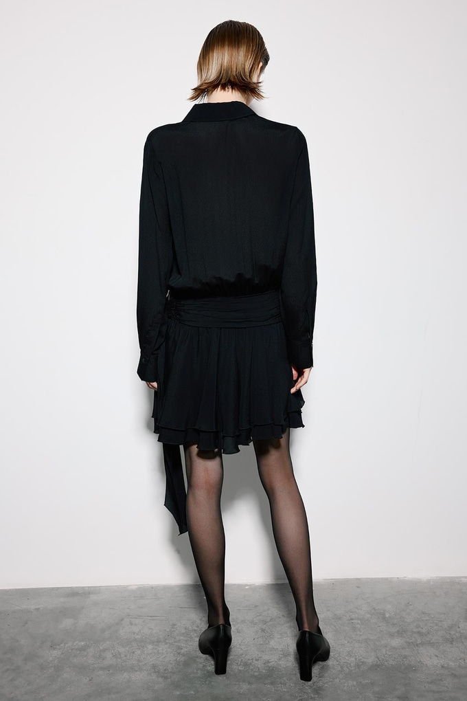 Black Mini Dress With Ruched Waist