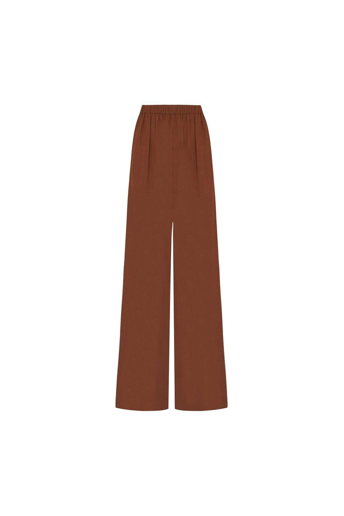 Beli Lastikli Pileli Kahverengi Pantolon