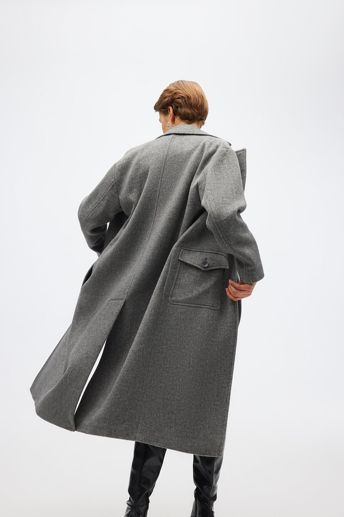 Cep Detaylı Oversize Kaban