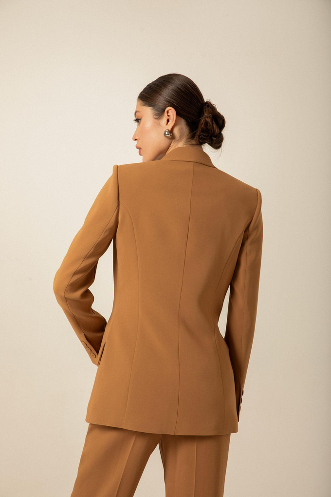 Cep Kapaklı Krep Dokulu Camel Ceket
