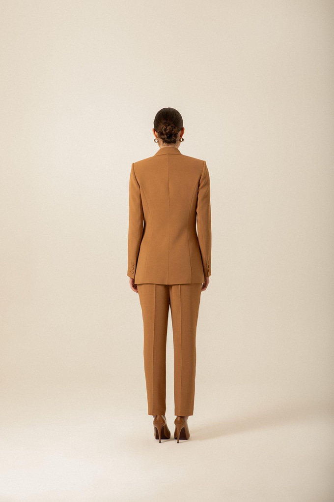 Cep Kapaklı Krep Dokulu Camel Ceket