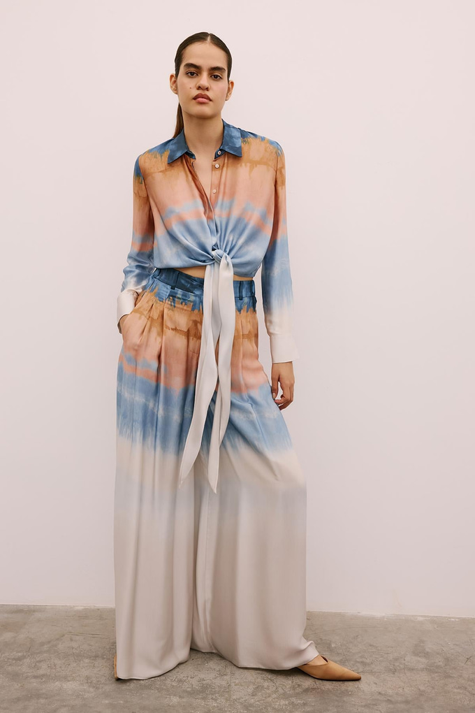 Degrade Desenli Bol Paça Somon Pantolon