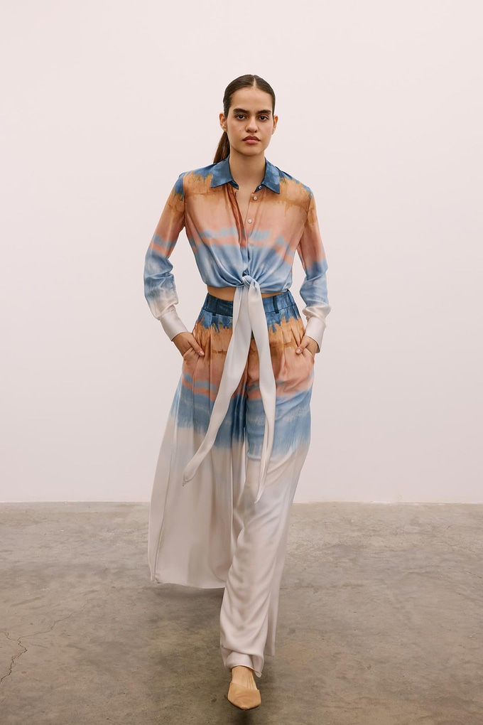 Degrade Desenli Bol Paça Somon Pantolon