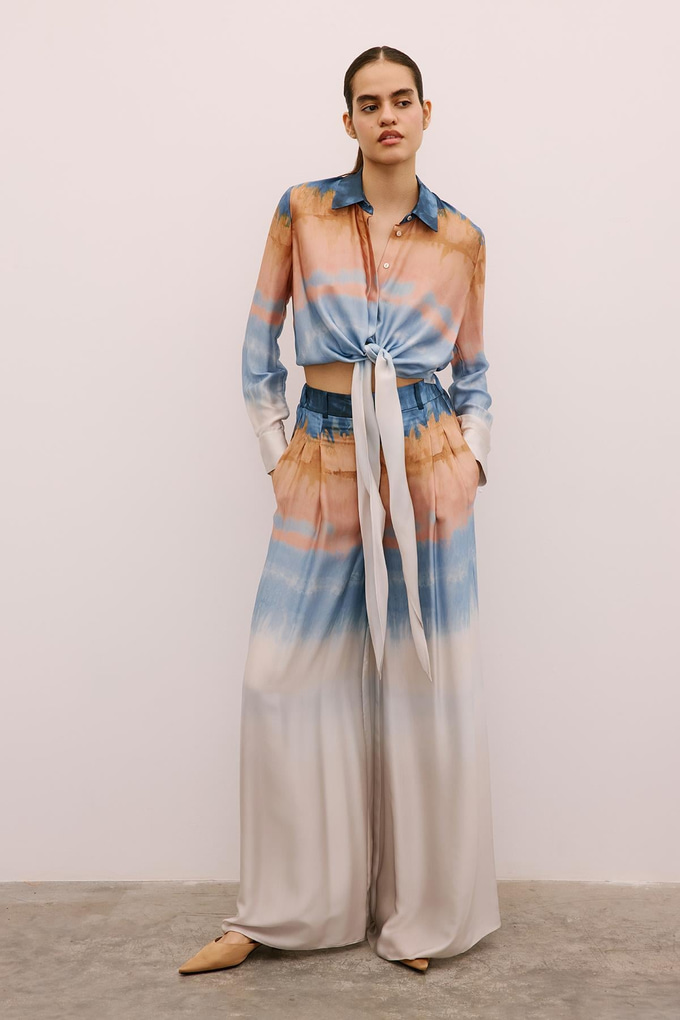 Degrade Desenli Bol Paça Somon Pantolon