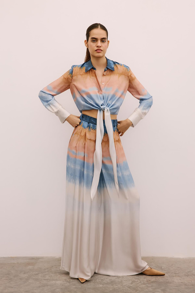 Degrade Desenli Bol Paça Somon Pantolon