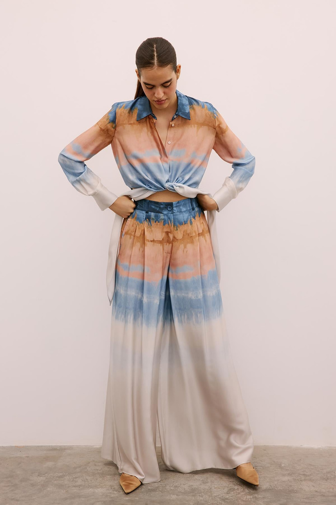 Degrade Desenli Bol Paça Somon Pantolon