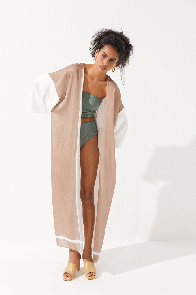 Desenli Kontrast Kimono