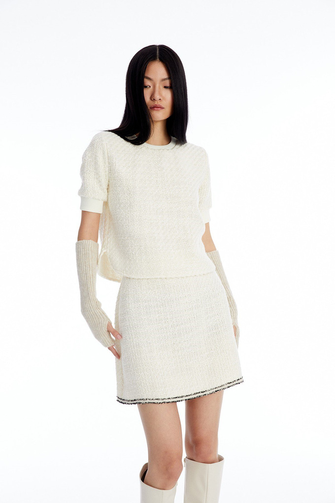 Dokulu Crop Ekru T-Shirt