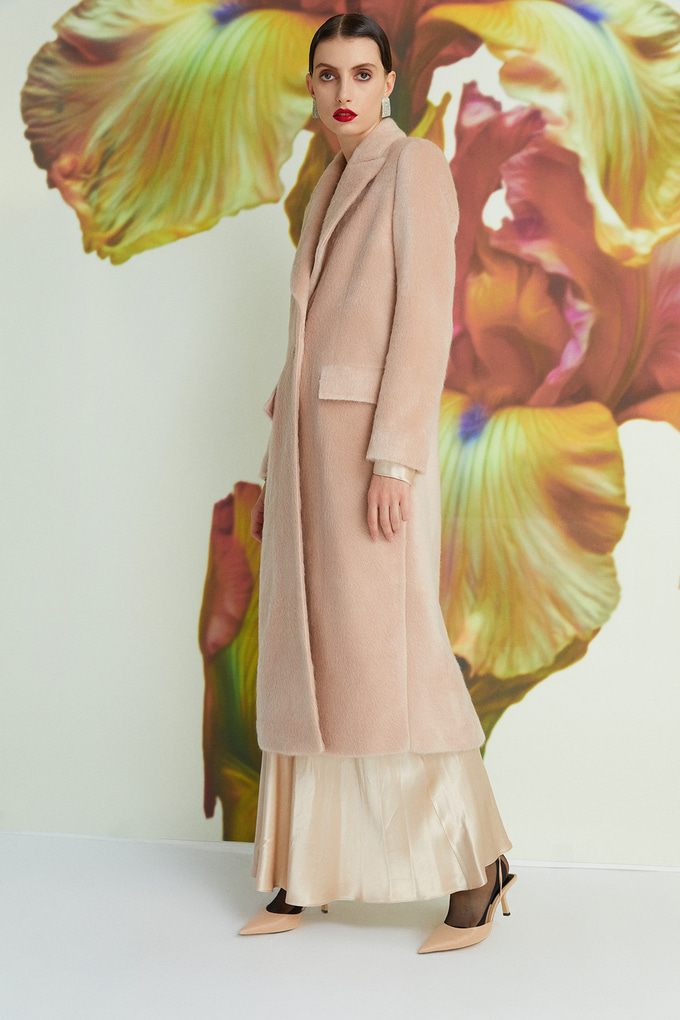 Textured Oversize Coat Pale Pink