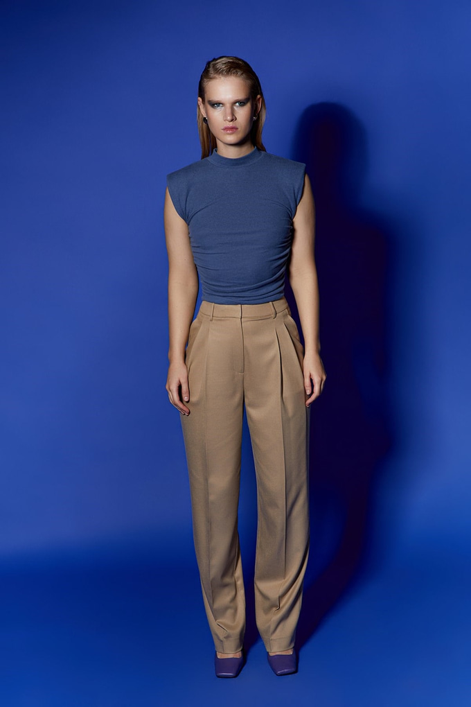 Drape Detaylı İndigo Basic Top