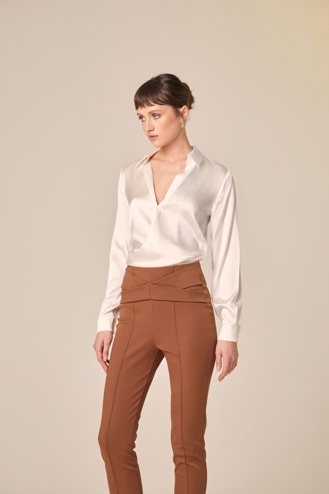 Tie-On Silk Blouse