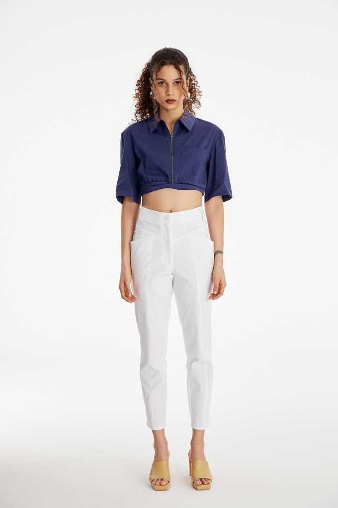 Zip-Up Crop Shirt