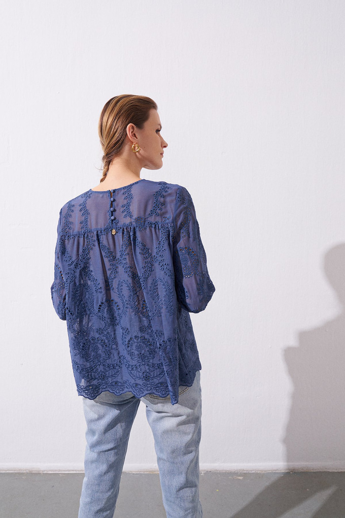 Blouse with Cutwork Embroidery